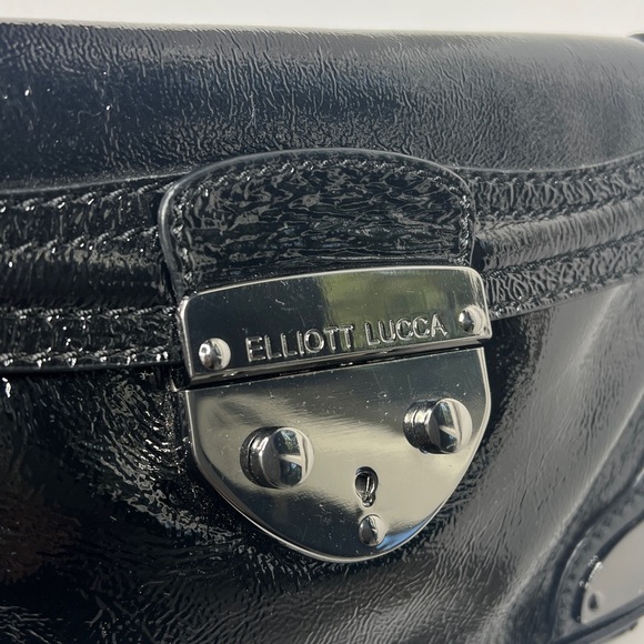 Elliott Lucca Patent Leather Blackened Metal Hardware Wristlet Clutch Bag - New - Picture 7 of 9